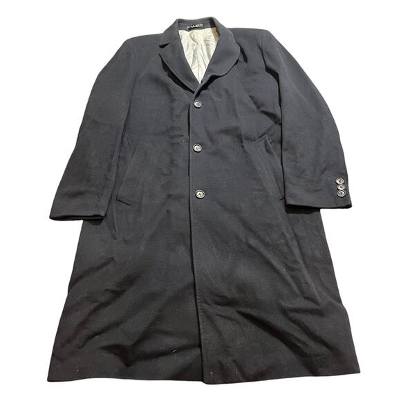 HUGO BOSS Mens Morgan navy Blue Virgin Wool Blend Overcoat Coat Size 42R - Picture 1 of 10